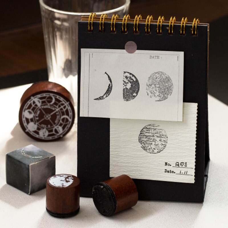 Vintage maanserie ins stijl decoratie stempel houten rubberen stempels voor scrapbooking briefpapier diy knutselen standaard stempel
