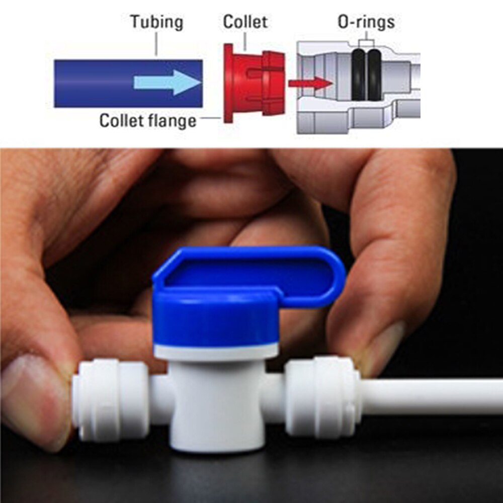 RO Water Straight 1/4" OD Hose Quick Connection Control Fittings Plastic Water Ball Valve Reveser Osmosis Aquarium Fittings
