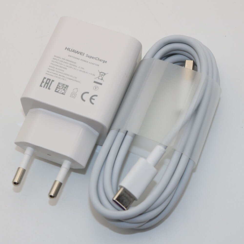 Originele Huawei Supercharge Mate 9 10 20 P10 Plus P20 Pro Honor 20 V20 Snelle Super Lader 4.5V5A Type- C Usb 3.0 Type C Kabel: EU Charger and Cable