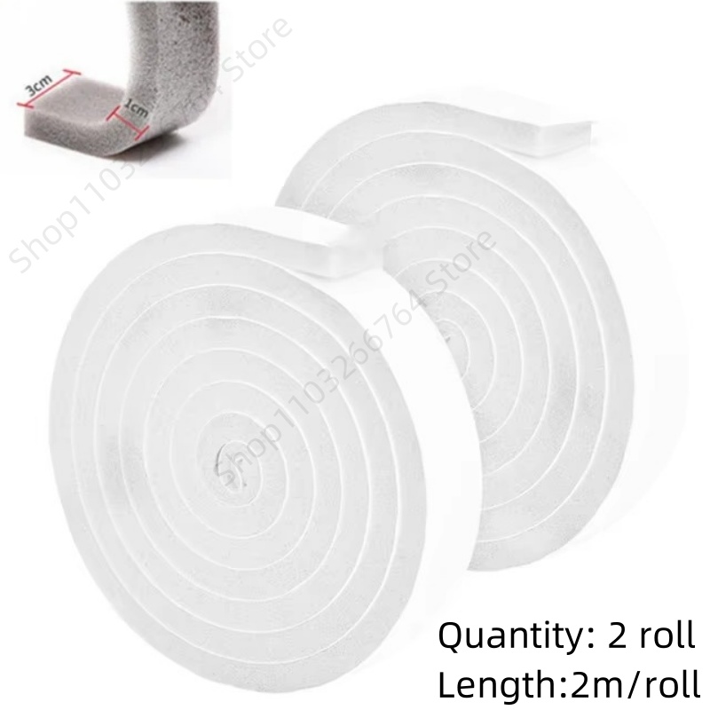 Bande d'étanchéité auto-adhésive en mousse pour porte et fenêtre, 4M (2 rouleaux), coupe-vent, insonorisée, coupe-froid, bande d'étanchéité anti-poussière: BLEU CIEL