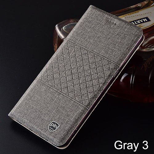 Case for Meizu M8 Plaid style Canvas pattern Leather Flip Cover for Meizu M8 Lite cases Coque: for Meizu M8 / gray 3