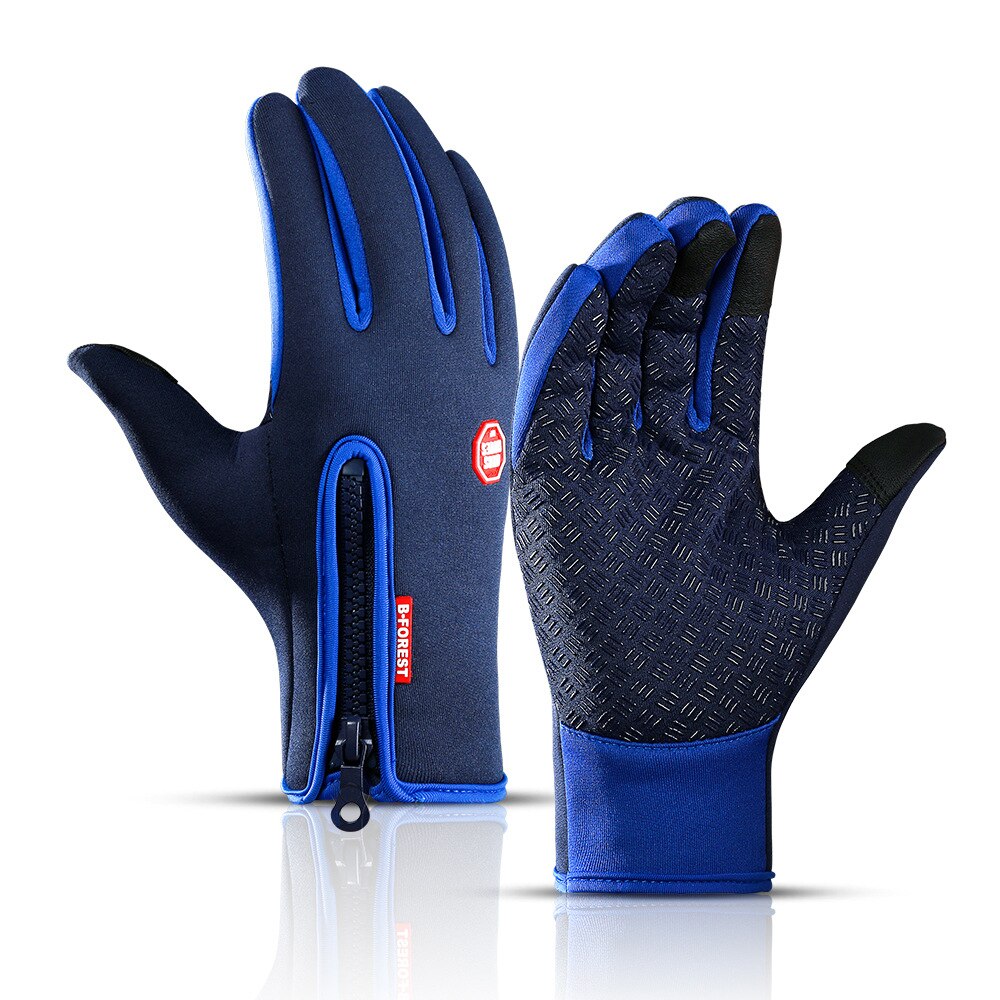 Gants noirs imperméables et coordonnants pour homme et femme, mitaines chaudes, coupe-vent, écran tactile, sport, pêche, ski, vélo, cyclisme, hiver: Bleu profond / L