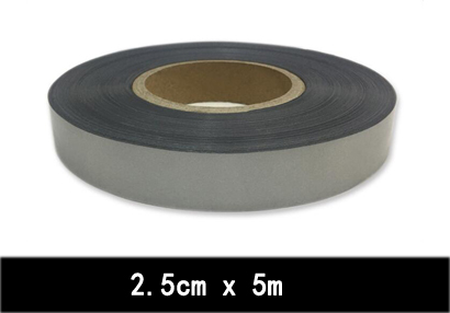 Película reflectante plateado brillante de alta visibilidad para transferencia de calor, Material de tela reflectante de advertencia de seguridad, cinta de pedrería para aplicación con plancha: 2.5cm x 5m