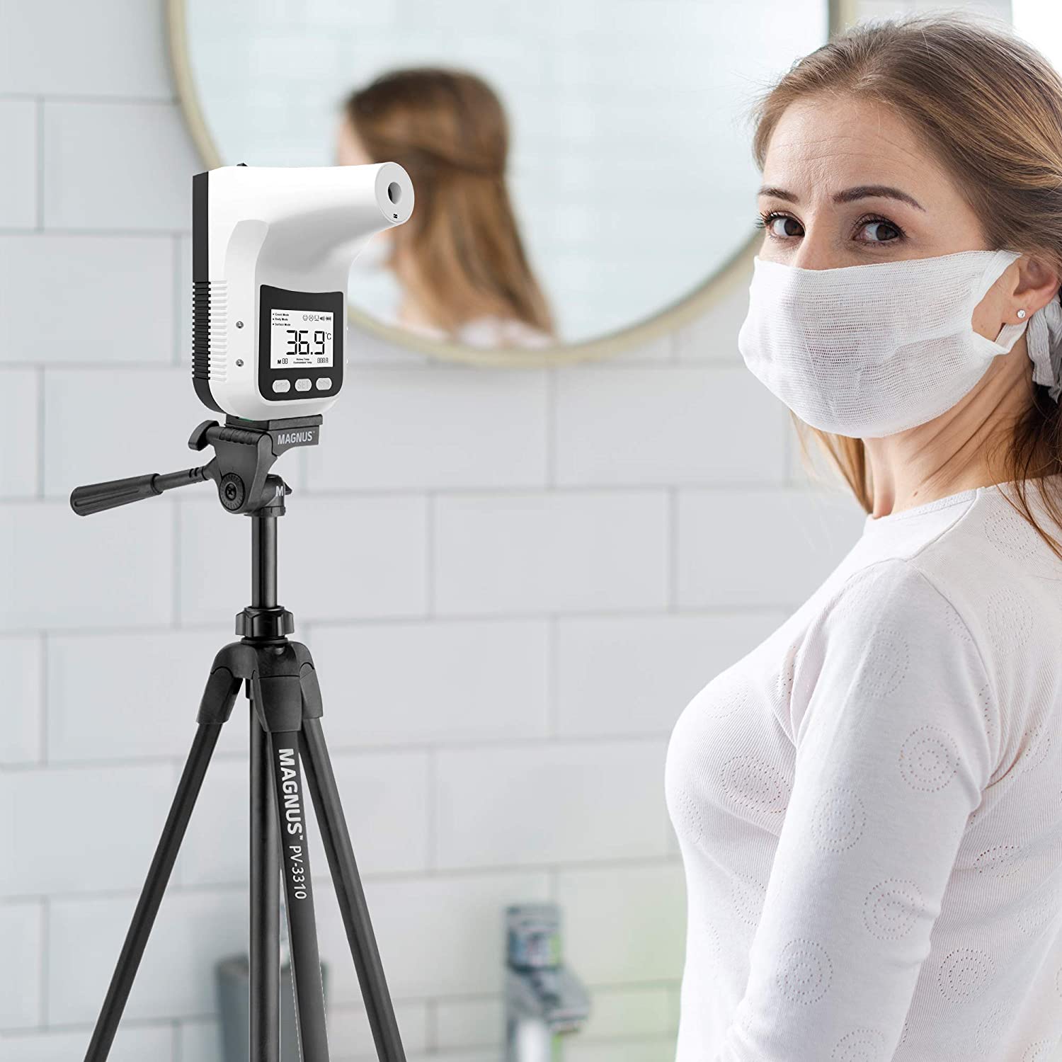 Wall Mounted Thermometer K3 PRO Non-Contact Infrared Temperature Measurement Forehead Thermometer with Alarm for Office Home