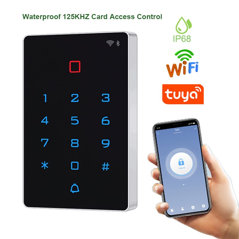 WIFI Tuya Add Delete User Waterproof Smart RFID Card Access Control System Standalone Keypad Door Entry Access Controller: T12-ID-Tuya-IP68