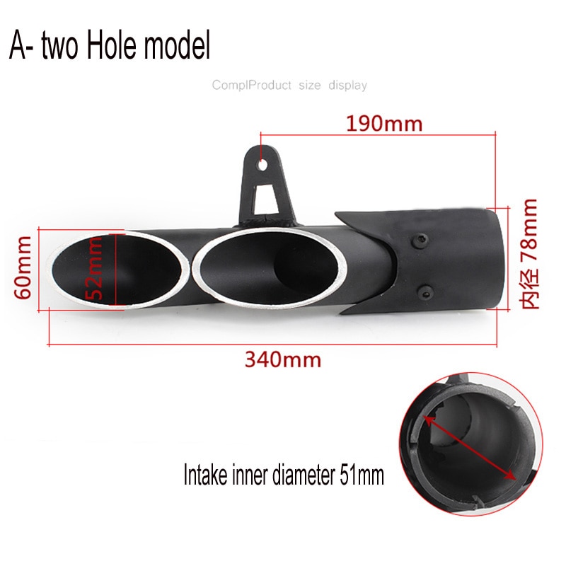 Motorcycle Exhaust Muffler Carbon Fiber Double Down Slip-On Exhaust Escape Moto For R6 Z900 zx6r cbr500r gsxr1000r