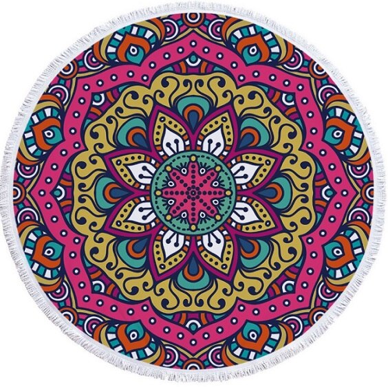 Real Microfiber Round Beach Towels Sport Scarf Bohemian Circle Serviette De Plage Toalla Playa Swimming Bath Towel: 4
