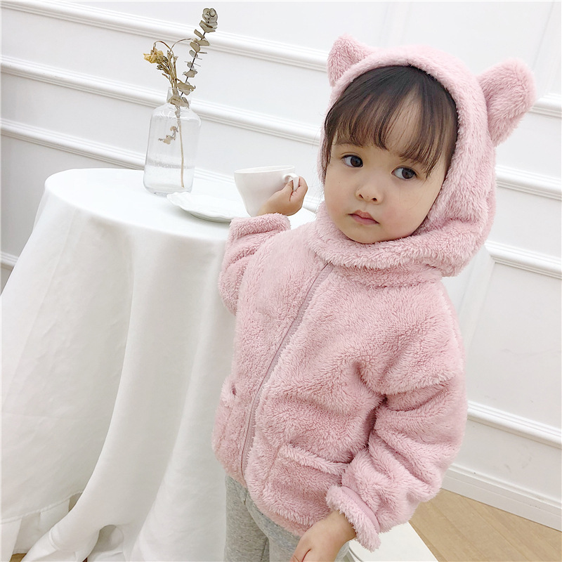 Kinderkleding in koreaanse stijl, kinderjasje, wollen trui + aparte mutsset: Roze 120 cm