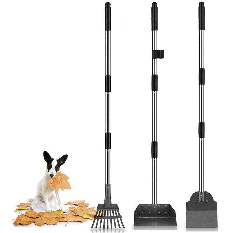 Driedelige schep voor het opruimen van hondenpoep met een steel van 37.4- cm, perfect voor kleine tot zeer grote honden
