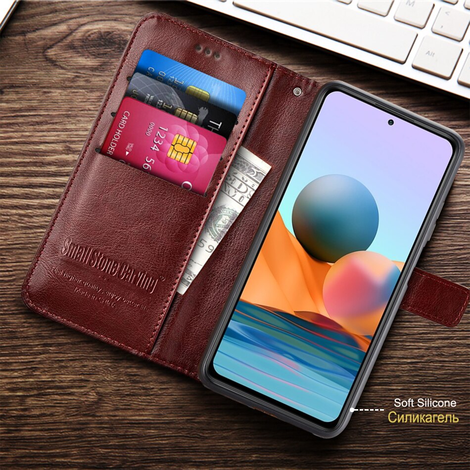 Magnetische & Siliconen Case Voor Redmi Note 10 Pro Case Lederen Vintage Wallet Case Voor Xiaomi Redmi Note 10 Pro max Cover Flip Capa