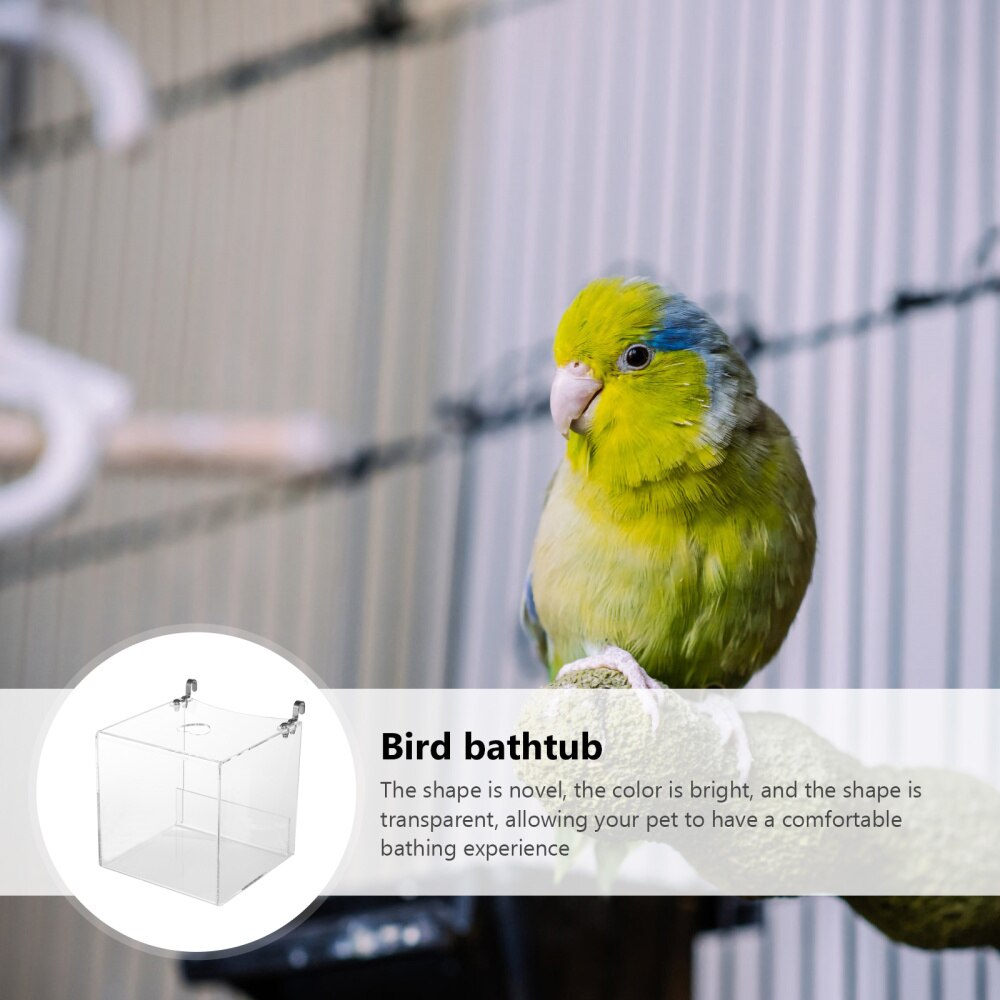 Hanging Bird Bathtub Transparent Bath Shower Box for Small Canary Budgies Parrot