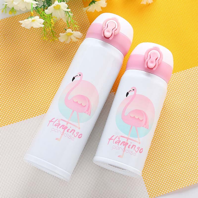 Vakuum Thermische aufbringen Edelstahl Abdeckung 350ML Thermocup Flamingo Reise Becher 500ML Tasse Stahl flasche thermoskanne Springenden Flasche