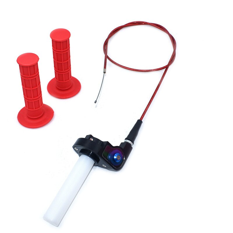 Handle Grip Motorcycle with 1/4 Quick Turn Throttle Dirt Pit Bike Motocross 7/8" Handlebar Hand Grips KTM CRF kayo Chinese bike: Blue-red