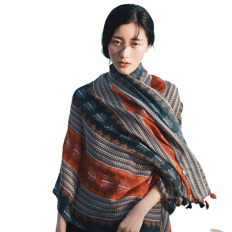 Bufanda Triangular Grande De Algodón Para Mujer - 190x80 Cm - Chal, Pañuelo O Manta Multiusos - Suave Y Cálida