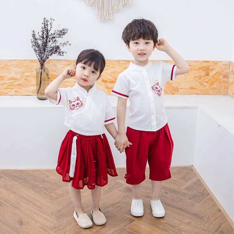 Kids Traditionele Chinese Kostuums Kinderen Schooluniform Pak Meisjes Hanfu Jurk Kind Kleding Oude Chinese Jongens DQS1910