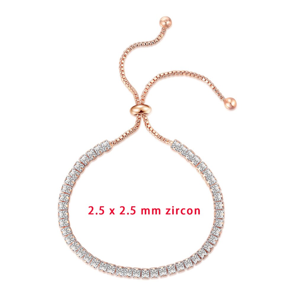 Zhouyang amizade pulseiras para mulher 2.5*2.5mm zircão quadrado rosa cor de ouro artesanal pulseira jóias presente por atacado h024: H024-1
