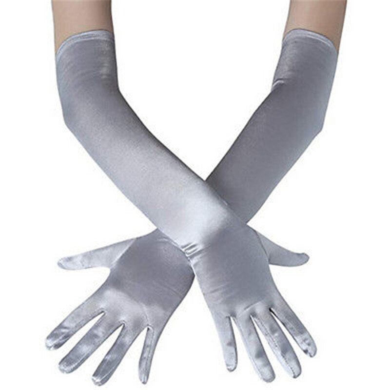 Stretch White Glove White Long Gloves Black Red Elbow Length Women Dance Party Gloves Full Finger Guantes Boda