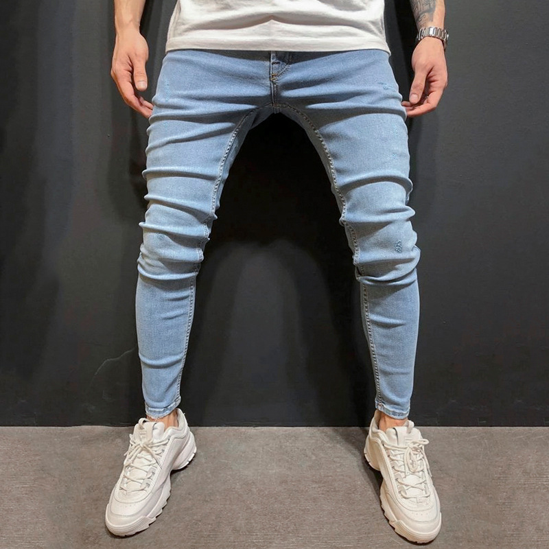 Herremærke individualitet casual blå vask slim jeans casual bukser herre jeans distressed jeans streetwear: S