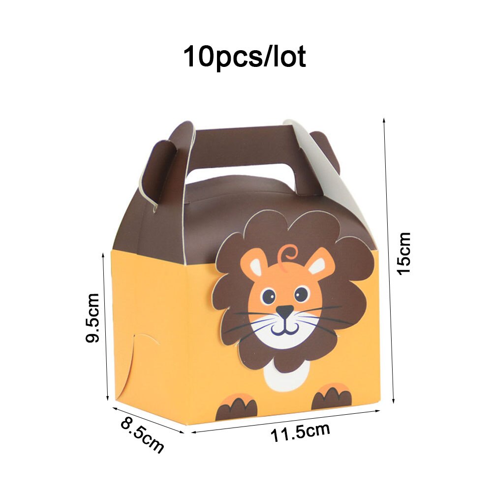 10Pcs Leuke Cartoon Papier Doos Funny Animal Candy Biscuit Verpakking Doos Voor Kids Birthday Party Wedding Box Party decoraties: B