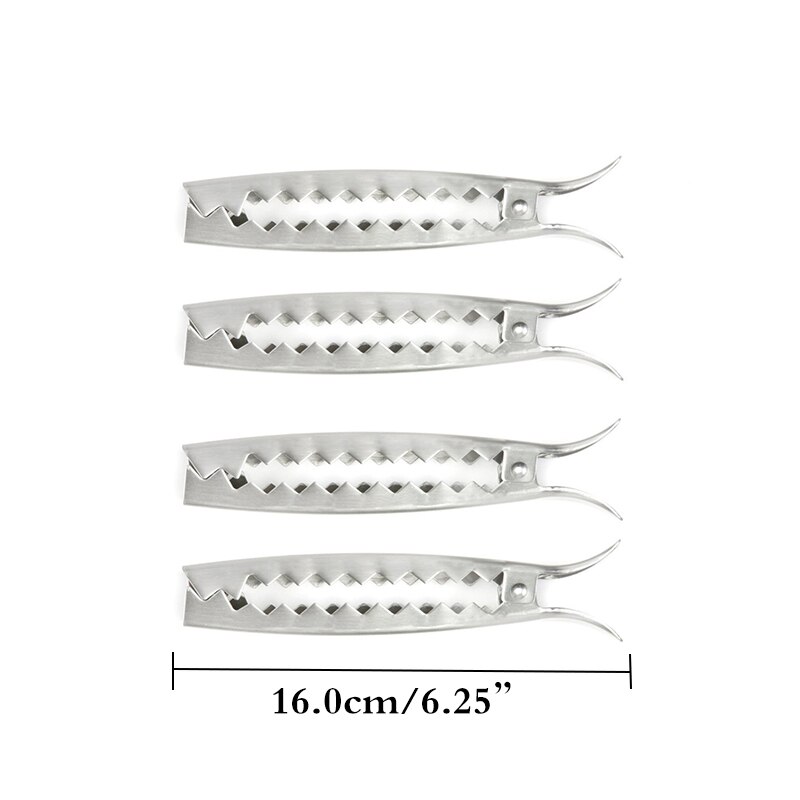 4pcs/set Stainless Steel Grill Clips Vegetable Grill Tongs Barbecue Grill Veggie Roasting Clamp Outdoor BBQ Accessories 6.25 in