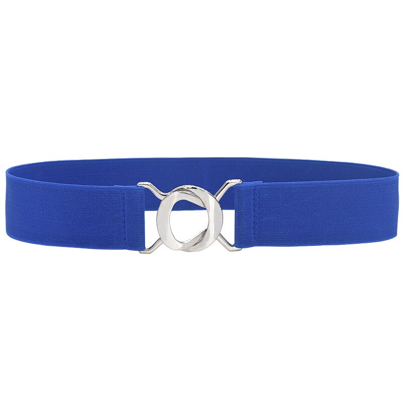 Elastic Wide Waist Belt Metal Buckle Ladies Dress Belt Solid Color Black Women Belts