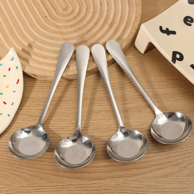 1/10PCS Ronde Kop Soeplepel Rvs Lange Steel Roerlepel Draagbare Dessert Koffie Scoop Thuis keuken Servies