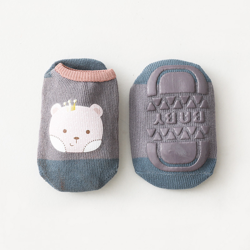 Warmom Baby Kurze Socken Frühling Sommer Ebene Karikatur Socken Jungen und Mädchen Nicht-Unterhose Socken Baby Boden Socken Rüschen Stiefel Socken 0-3Y: grau / Pro 1-3Jahre