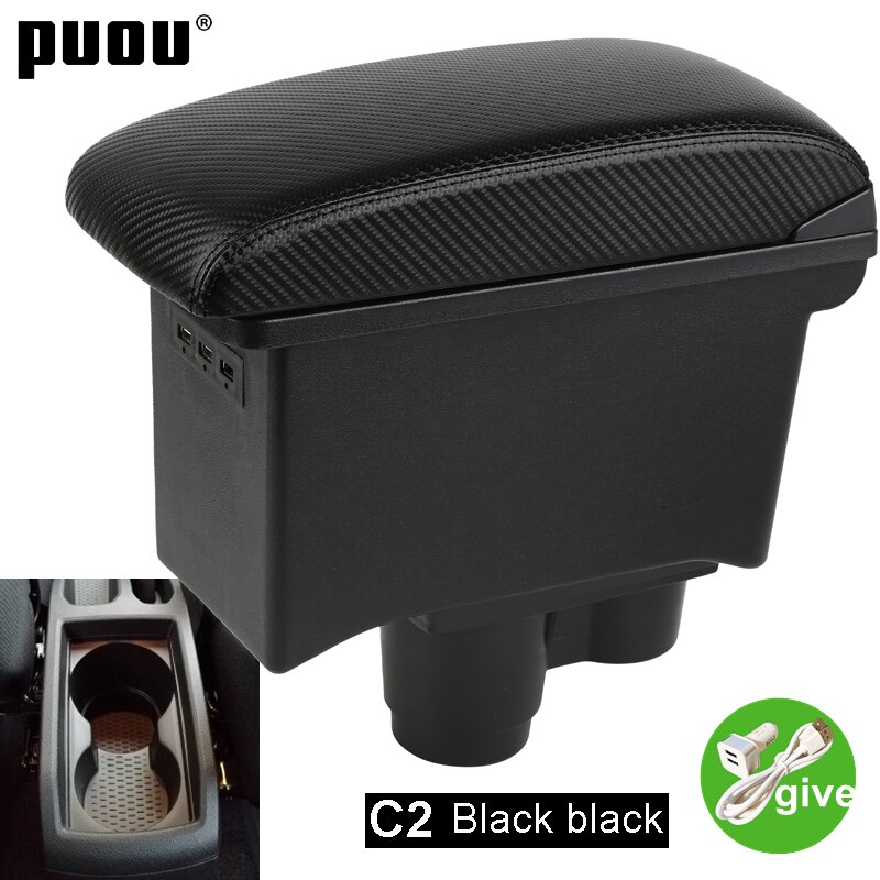 Pour Renault Dacia Duster 2 3 Boîte D&#39;accoudoir Automatique du Coffre De Rangement De la Console Centrale Double Voiture Accessoires USB Rétractable: C2 Carbon Fibre