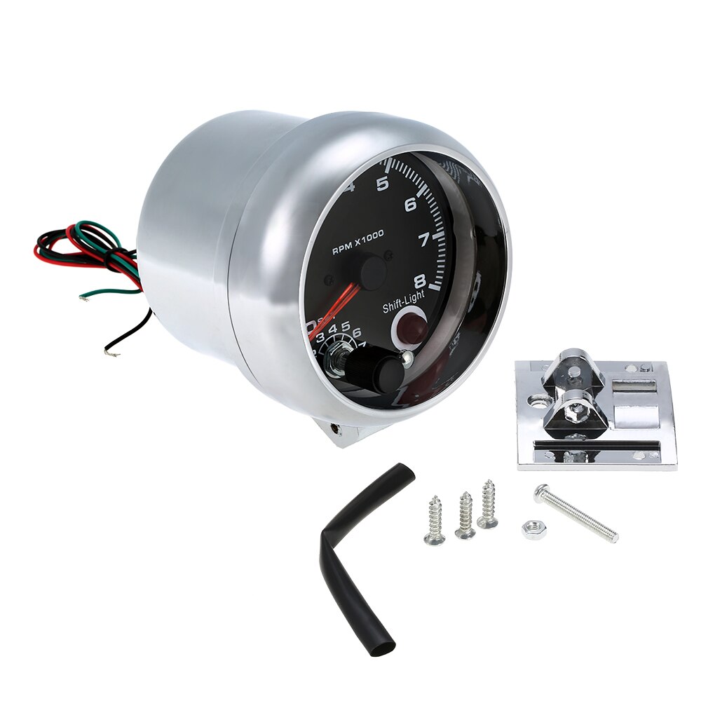 Universele 12V Auto 3.75 "Toerenteller Tacho Gauge Met 7 Led Kleuren Shift Light 0-8000 Rpm