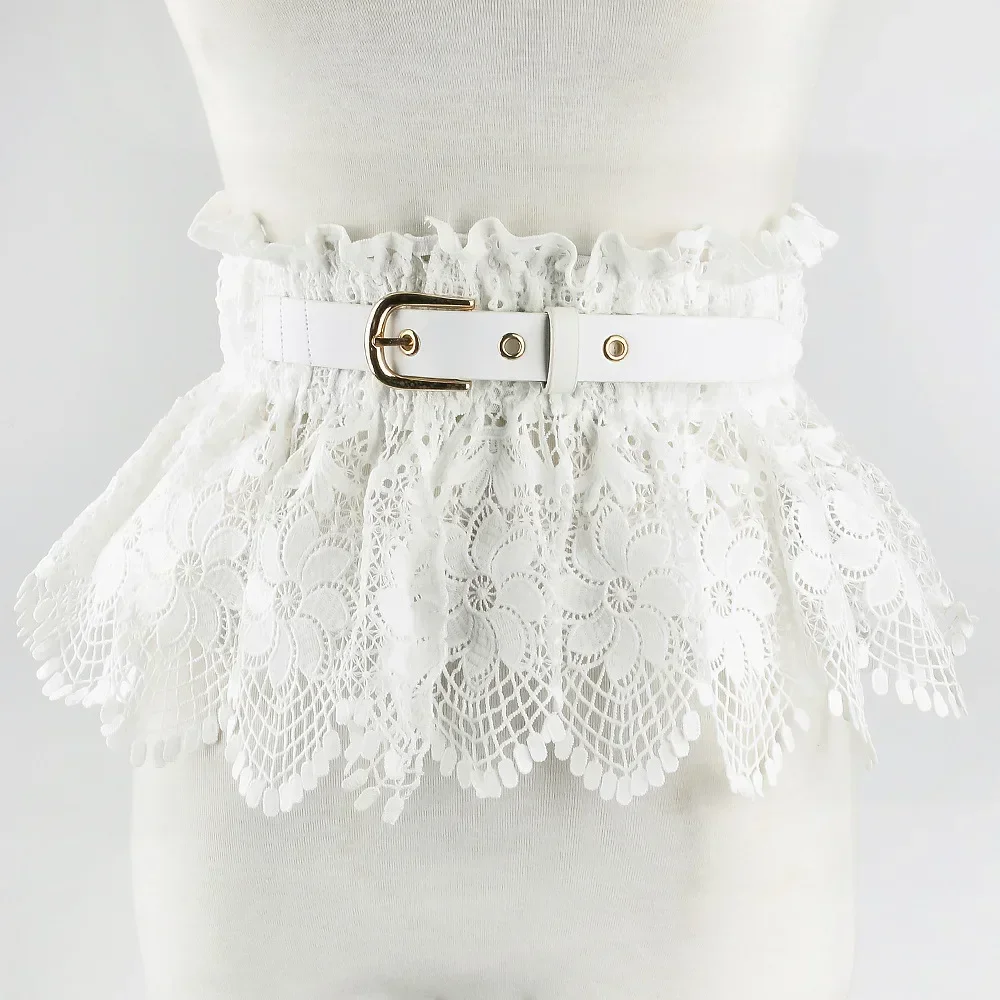 Cinturón de encaje para mujer, cinturón elástico a la , cinta con hebilla Mental, cinturón de cuero, falda, camisa, vestido, abrigo, decoración