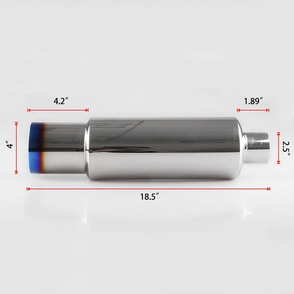 Universal Stainless Steel Car Exhaust Pipe Muffler Resonator 51mm Inlet/Outlet Exhaust Tip Tube Silencer