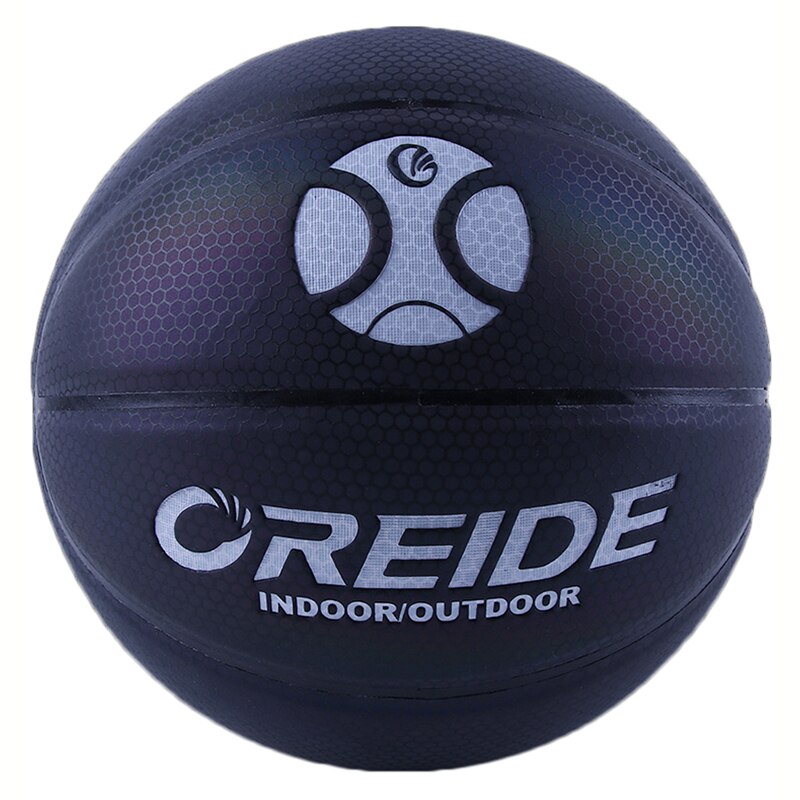 Pelota de baloncesto luminosa, pelota de baloncesto holográfica reflectante, de PU, resistente al desgaste, brillante, juego deportivo nocturno: Size 5 black