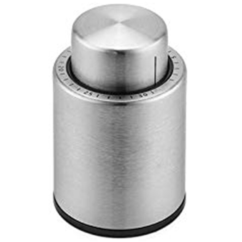 Wijnstopper wijnkurk huishoudelijke afdichting 304 roestvrijstalen vacuüm wijnflesstopper wijnstopper met tijdschaal zilver 4- pack