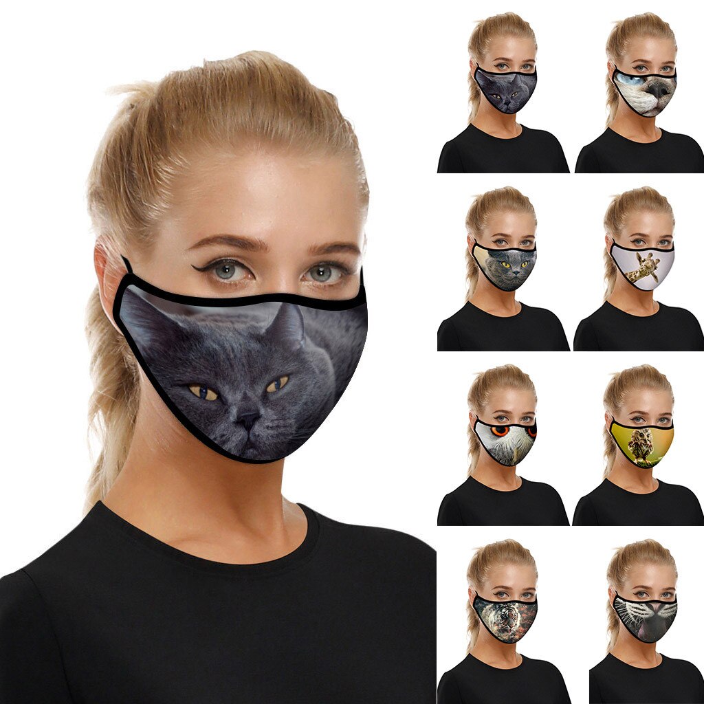 Vrouwen Animal Print Uitlaat Zonnebrandcrème Gezichtsmasker Wasbaar Ademend Herbruikbare Masker Mascarillas Para Niños Mond Cover Doek