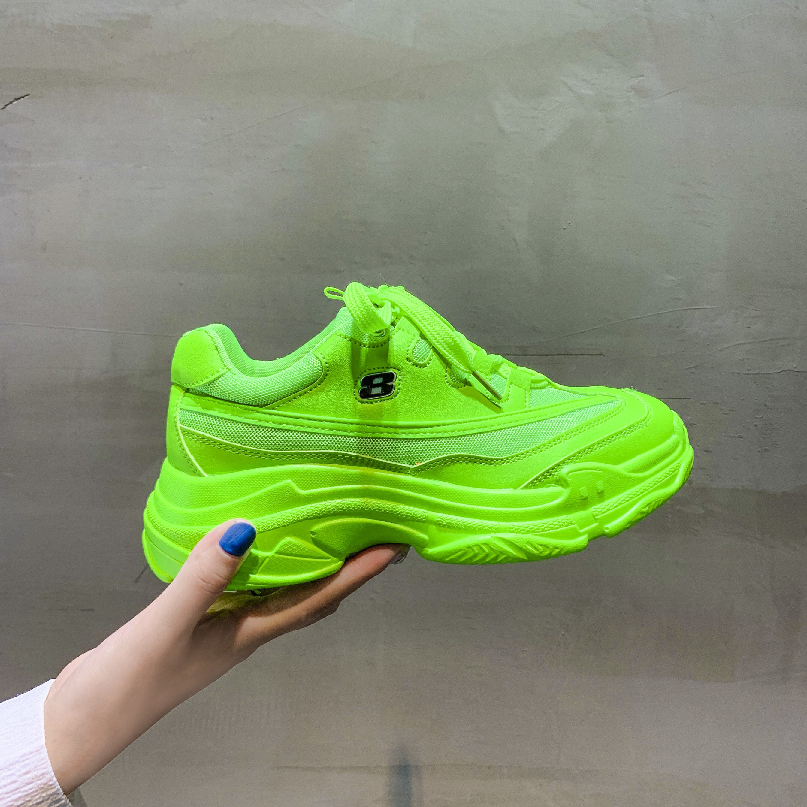 Baskets de styliste à plateforme pour femmes, chaussures à la , jaunes, décontractées, épaisses, 41,: Green / 37