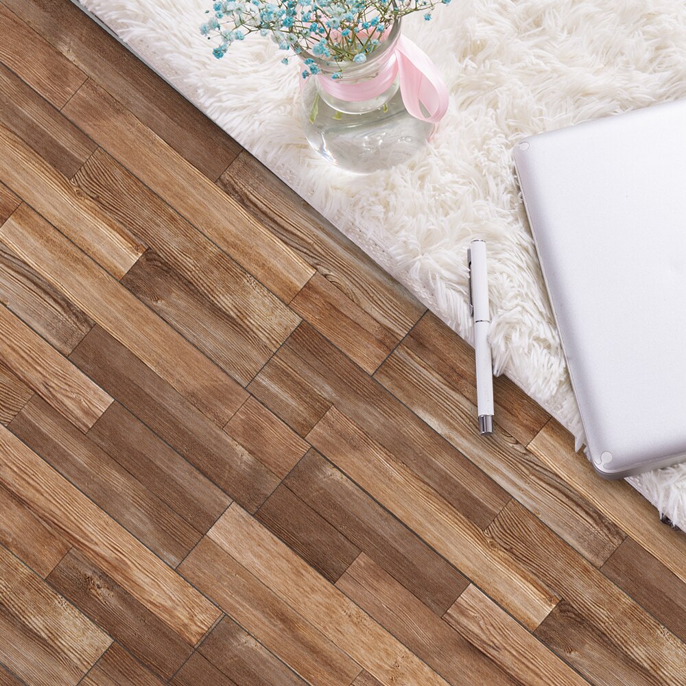 7Sheets/Set Houten Vloer Sticker Waterdichte Zelfklevende Floor Decoratieve Tegel Sticker Woonkamer Slaapkamer Huis Decoratie