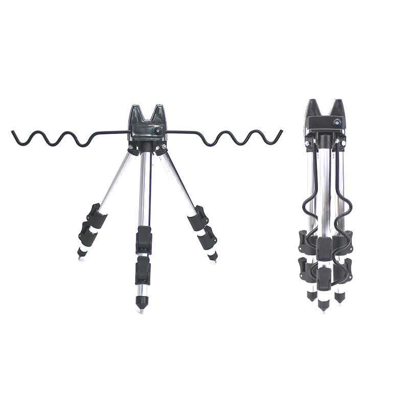 Portable pliable triangulaire alliage télescopique rainure canne à pêche support pliable trépied support mer pêche pôle support