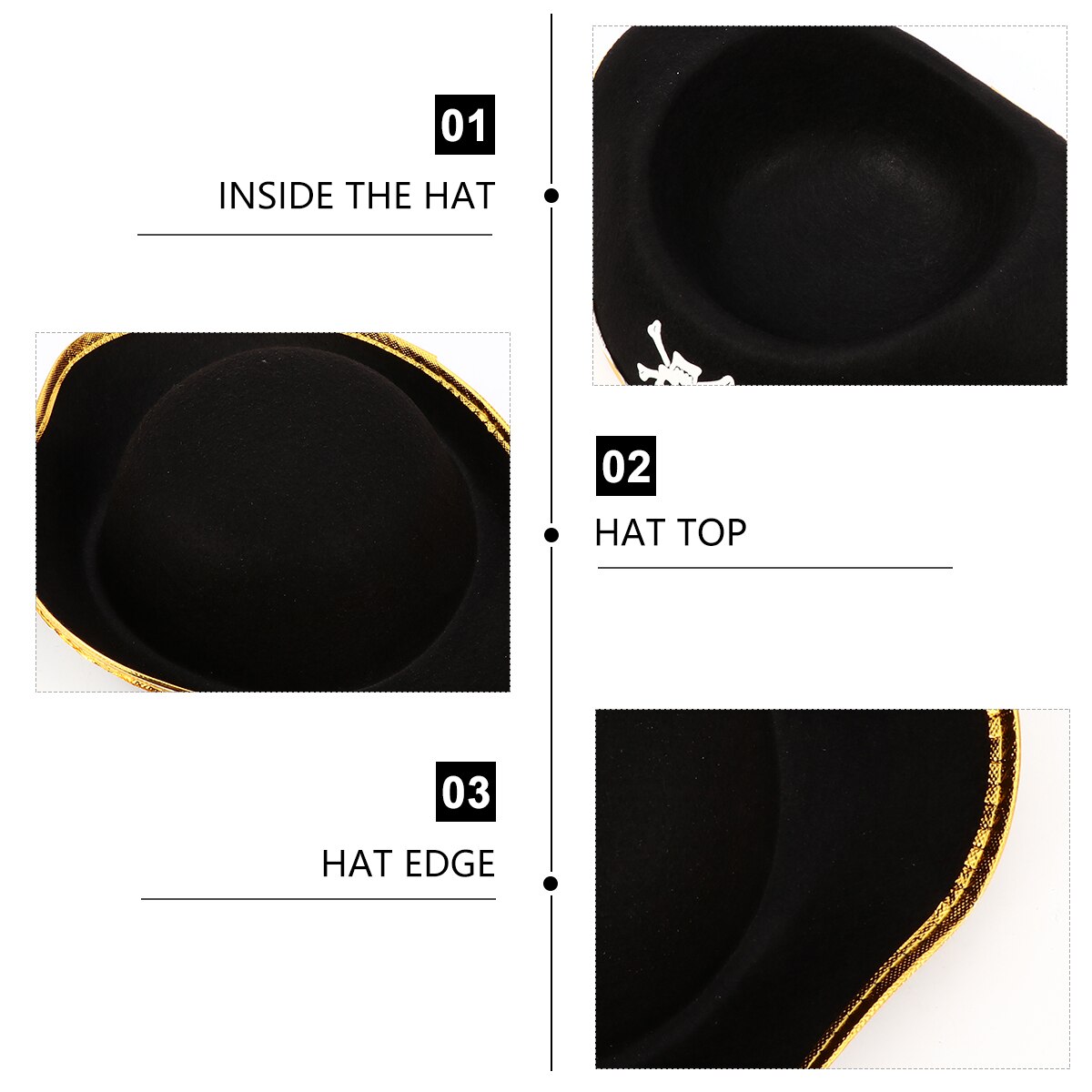 2pcs Pirate Hats Skull Pattern Pirate Captain Costume Caps for Adults and Kids