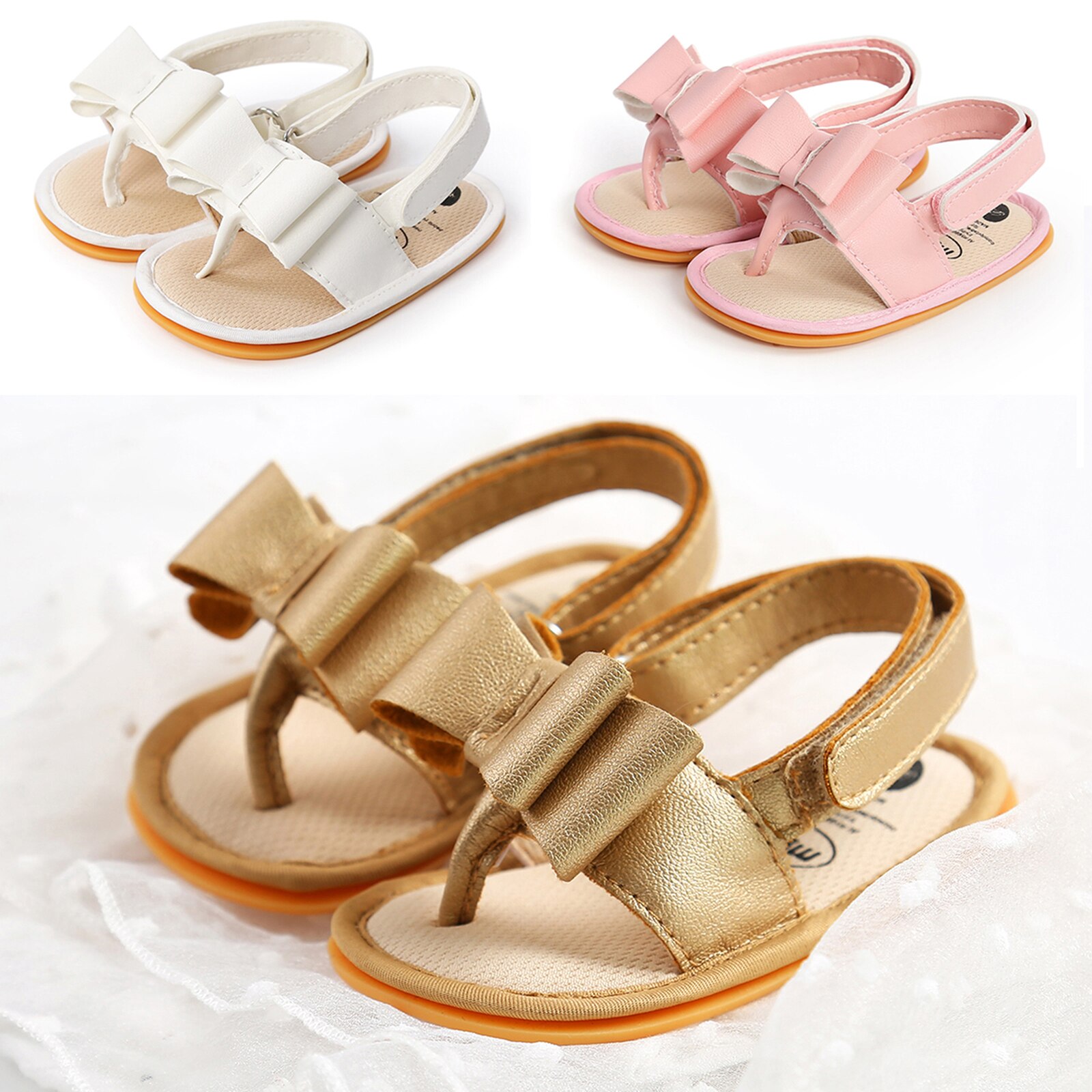Sandalias planas con lazo para niñas pequeñas, chanclas con correa en T, de Color sólido, simples