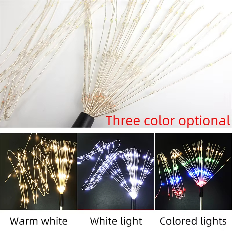 Luci per fuochi d'artificio a energia solare lampada da giardino per esterni impermeabile a portato 8 modalità di illuminazione per decorazioni di Halloween di natale per feste in giardino