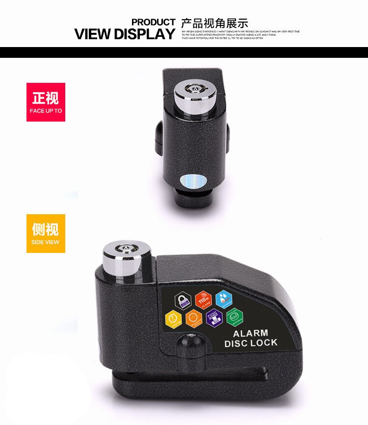 Bicycle Lock Mountain Bike Alarm Lock Anti-Theft Electric Bike Motorcycle Lock Disc Brake Alarm 110 Db High Decibel Loud Bicycle