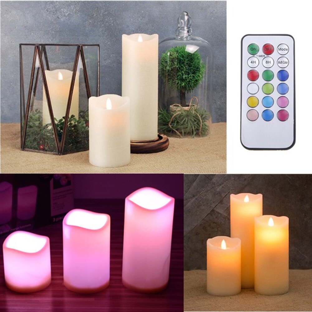 Popular Party Celebration Romantic Changing Color RGB LED Candles with Remote Control Flameless Candles
