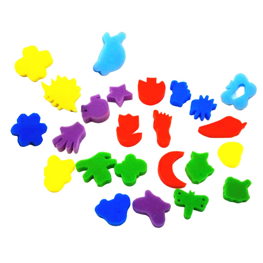 24Lot Assorted Kids Paint Sponges Art Supplies Graffiti Kids Painting Paint Brush Stamp Toddlers Children