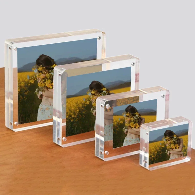 Magnetischer Acryl-Bilderrahmen, transparentes Poster-Anzeige, selbstklebender Magnetrahmen, Schreibtisch-Dekoration, Dicke 10 mm + 10 mm: 10 Zoll