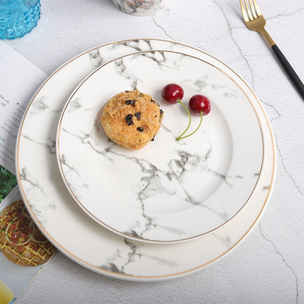 plate European Style Marble Pattern Ceramic Tableware Plate dinner plates Kitchen Dinnerware Dinner Plate