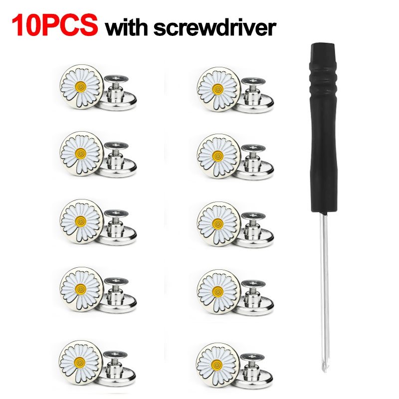 Botones de Metal para pantalones vaqueros, Kit de reparación de botones de tornillo sin costura, hebillas vaqueros extraíbles sin clavos, 17mm, 10 Uds.