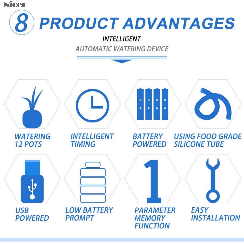 Automatic Watering Device Drip Irrigation Timing System Garden Water-Saving Smart USB / Solar Irrigation System Battery Powered