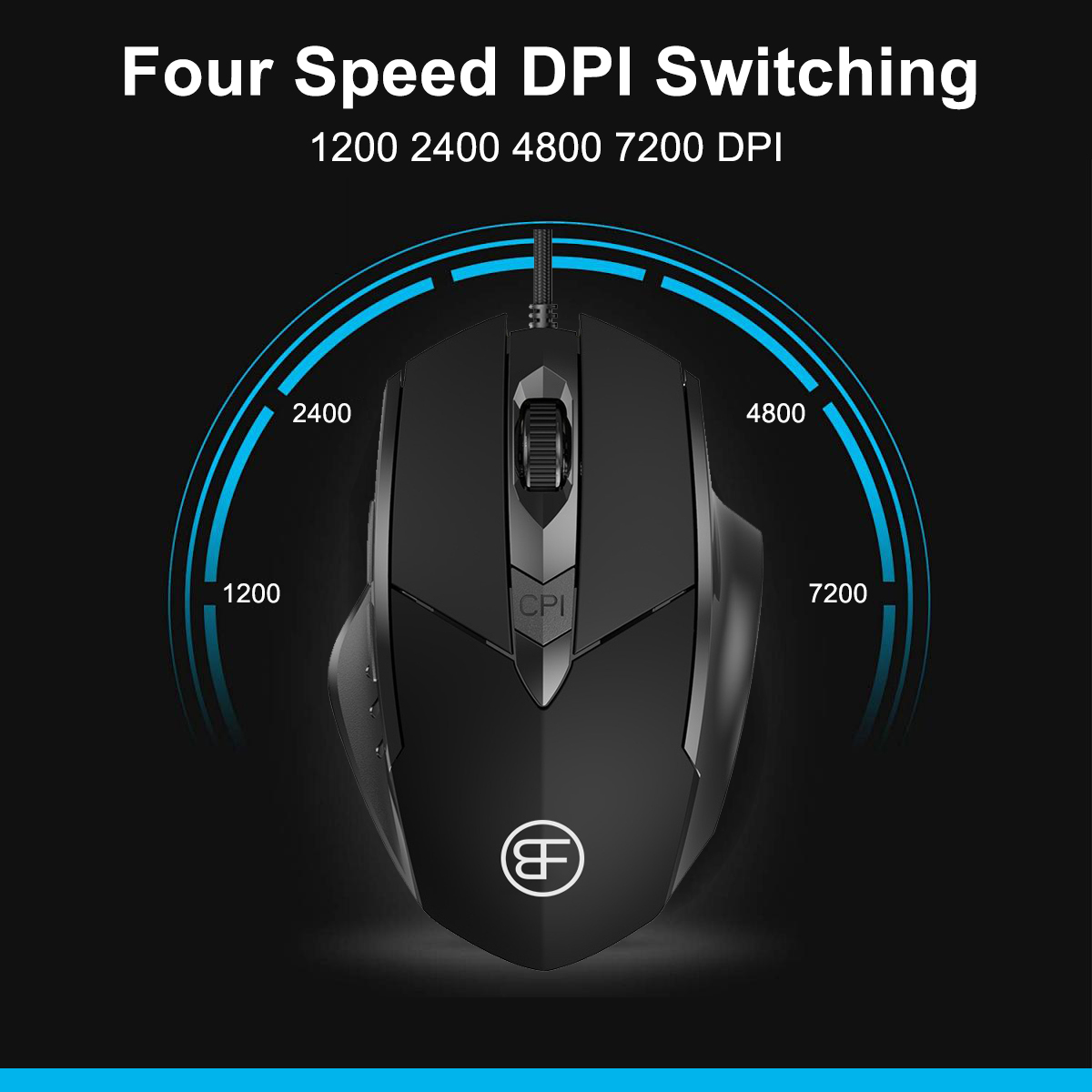 Bedrade gamingmuis 7200 DPI Computermuis met snoer en 6 knoppen Ergonomische muizen Kantoor- en gamemuis voor laptop PC Desktop