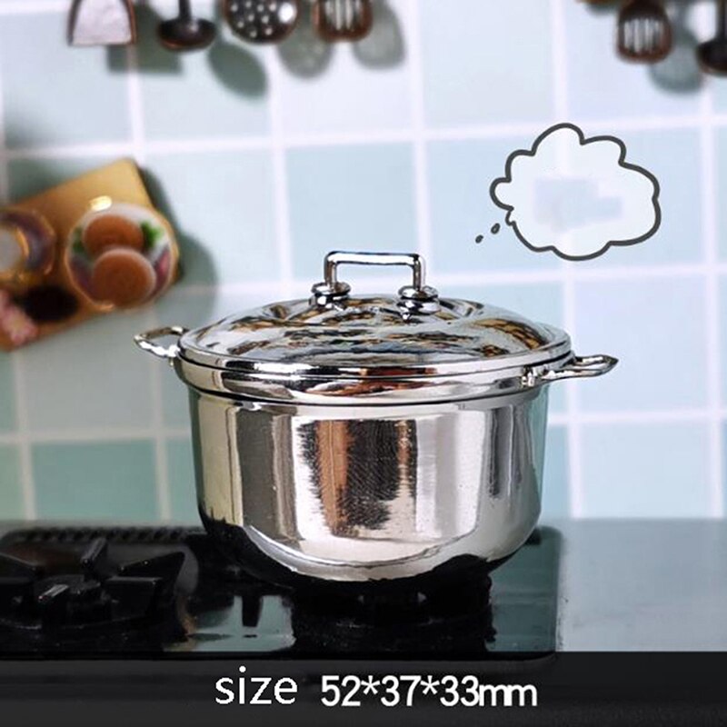 1 pc 1/12 Dollhouse miniaturowe naśladowane zapiekanki kuchenne garnki ze stali nierdzewnej: A