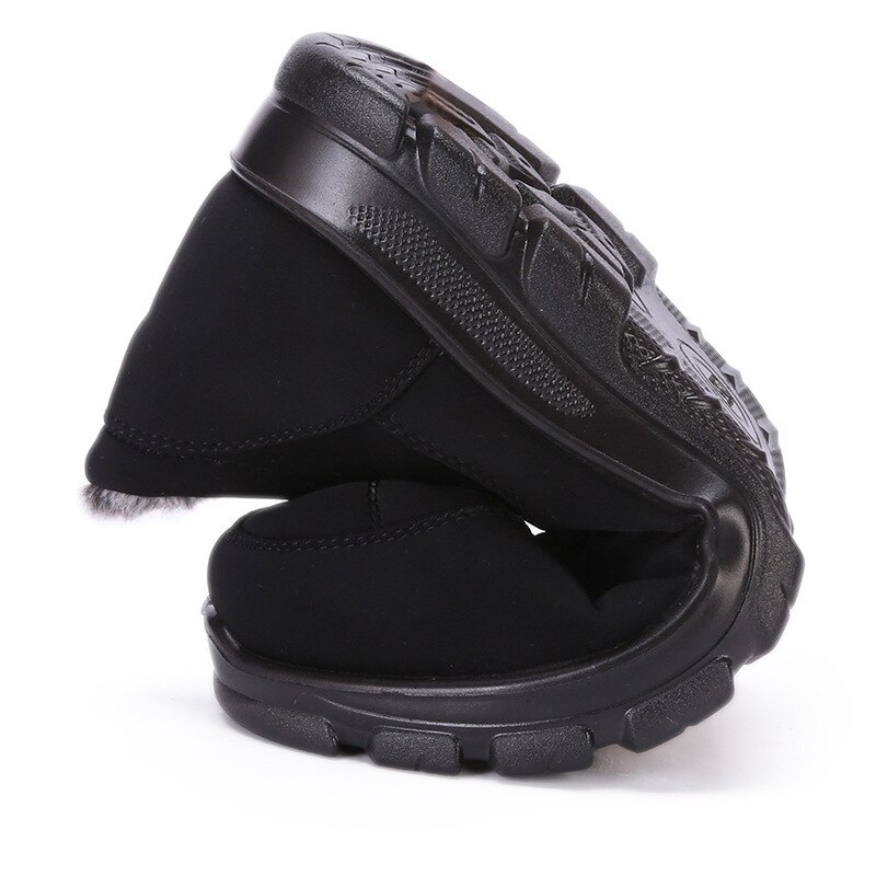 Men Boots Zipper Winter Shoes for Men Furry Snow Boots Waterproof Mans Footwear Cotton Fabric Male Ankle Shoes Plus Size